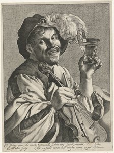 Hombre con violín y rummer de Theodor Matham