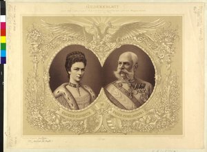 Emperador de Austria con familia Papel conmemorativo de los 40 años de edad ceremonia nupcial su Majestad 24. abril 1854 1894 de Theodor Mayerhofer