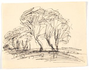 Boceto de paisaje con grandes árboles de Theodor Philipsen