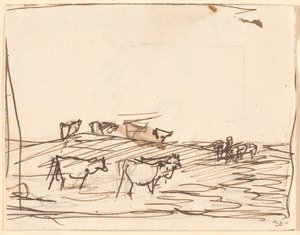 Boceto de paisaje con vacas de Theodor Philipsen
