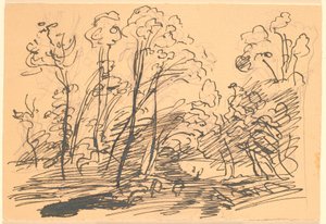Paisaje forestal con árboles delgados de Theodor Philipsen