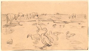 Vandhul con gansos y vacas de Theodor Philipsen