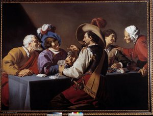 Jugadores de cartas, el brelan de Theodor Rombouts