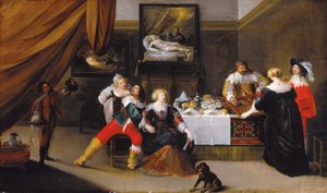 Los jugadores de cartas (backgammon players) - Card Players, de Rombouts, Theodor (1597-1637). Óleo sobre lienzo, c. 1620-1630. Residenzgalerie de Salzburgo de Theodor Rombouts
