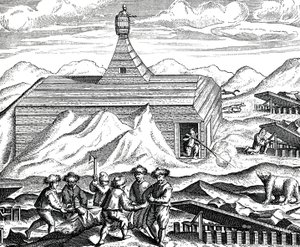 Descuartizando un oso en el Polo Norte, c.1600 (engravig) de Theodor de Bry