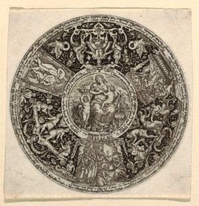 Diseño para una taza grabada con una alegoría de la caridad de Theodor de Bry