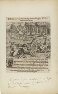 Indisaeuitiae Hispanorum Impatientes Sibi Psis/Manus Violentas Inserunt. XXIII. (del libro, Americae, cuarta parte) de Theodor de Bry
