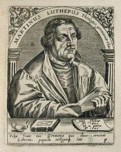 LUTHER, Martin (1483-1546). Reformador religioso alemán. Grabado. ESPAÑA. MADRID (COMUNIDAD AUTÓNOMA). Madrid. Biblioteca Nacional de Theodor de Bry