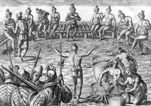 Indio Timucua con exploradores franceses