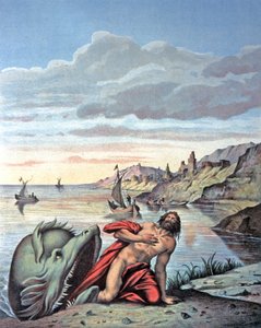 Jonas sale del vientre de la ballena, mediados del siglo XIX (ilustración) de Theodore (after) Amst
