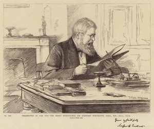 Celebridades del día, el Muy Honorable Sir Stafford Northcote, Baronet, MP, DCL, GCB de Theodore Blake Wirgman