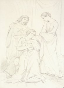 Retrato presunto del Conde Oscar de Ranchicourt y su familia con trajes de trovador de Théodore Chassériau