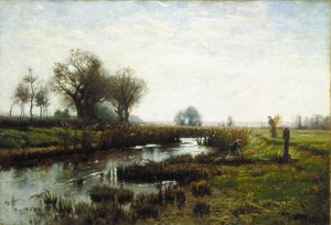 Tarde, páramo de Dachau (óleo sobre lienzo) de Theodore Clement Steele