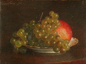 Uvas y una manzana de Theodore Fantin Latour