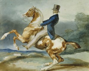 Un jinete y su caballo encabritado de Theodore Gericault