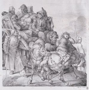 Carro cargado con soldados heridos, 1818 de Theodore Gericault