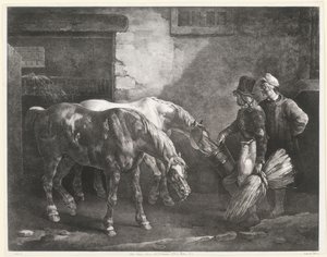 Dos caballos de posta en la puerta de un establo (Two Post-Horses at a Stable Door)