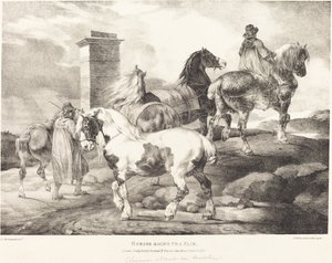 Caballos yendo a una feria de Theodore Gericault