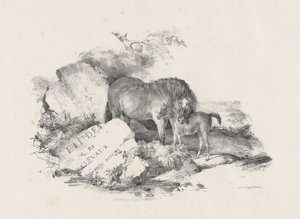 La yegua y su potro, frontispicio (The Mare and Its Colt, Frontispiece) de Theodore Gericault