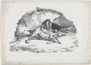 León devorando un caballo de Theodore Gericault