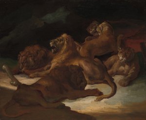 Leones en un paisaje montañoso, ca. 1818-20 de Theodore Gericault