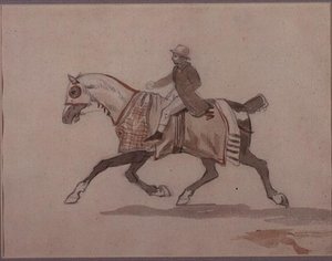 Pequeño mozo en un caballo al trote de Theodore Gericault