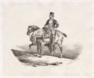 Cartero o dos caballos enjaezados de Theodore Gericault