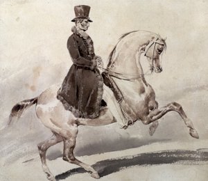 Jinete con un abrigo bordeado de piel de Theodore Gericault