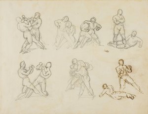 Siete bocetos de parejas de boxeadores de Theodore Gericault