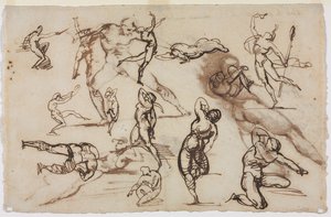 Hoja de bocetos (verso) de Theodore Gericault
