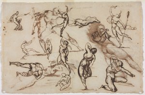 Hoja de bocetos (verso) de Theodore Gericault