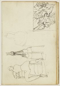 Borlas, figura sentada detrás de una silla, boceto en miniatura de «El cazador a la carga» de Theodore Gericault