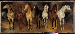 Los pechos Siete caballos de frente de Theodore Gericault