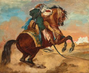 Turco Montado en Caballo de Color Castaño