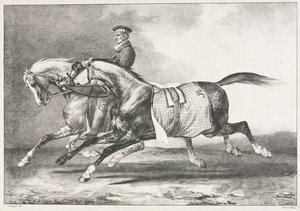 Dos caballos moteados ejercitándose, 1822 de Theodore Gericault