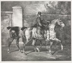 Dos caballos ejercitados por un jinete de Theodore Gericault