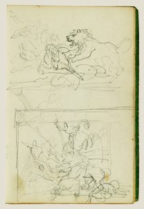 Dos estudios compositivos de una caza de leones