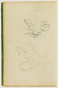 Dos estudios sobre un caballo en fase de cría de Theodore Gericault