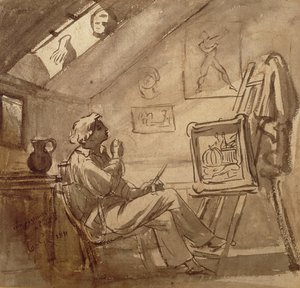 Joven pintor en su estudio