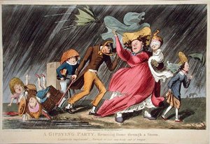 Una fiesta gitana regresando a casa a través de una tormenta, publicado por Thomas McLean, Londres