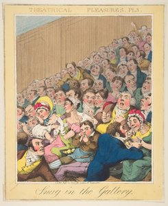 Placeres teatrales, Snug en la galería, Placa 3, ca. 1835 de Theodore Lane