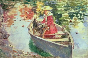Miss Motes y su perro Shep, 1893 de Theodore Robinson