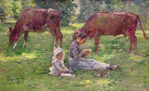 Watching the Cows (óleo sobre lienzo) de Theodore Robinson