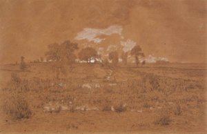 Paisaje vespertino con un pantano de Theodore Rousseau
