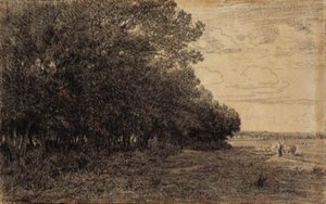 Un pequeño grupo de altos árboles en el bosque de Macherin de Theodore Rousseau