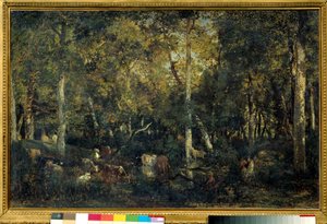 Interior del bosque llamado el Viejo Dormitorio del Bas-Breau (bosque de Fontainebleau). Pintura de Théodore Rousseau (1812-1887) de Pierre Etienne Theodore Rousseau