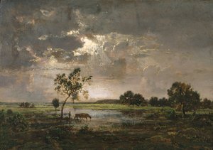 Paisaje, c.1842 (óleo sobre tabla) de Theodore Rousseau