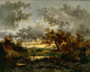 La cabaña del carbonero, c.1850 de Pierre Etienne Theodore Rousseau