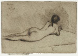 Estudio del desnudo de una niña acostada de Theodore Roussel