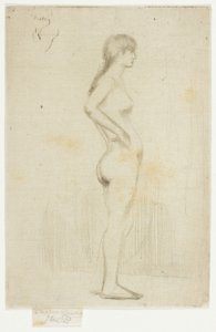 Estudio de una niña desnuda de pie